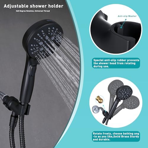 GwernKB Handheld Shower Head with ON OFF Switch & 79in Stainless Steel Hose - Image 5