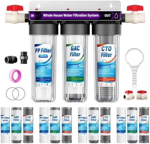 3-Stage Whole House Water Filtration System, 5 Filter Sets & 0.5 Micron by DYLSDFQ