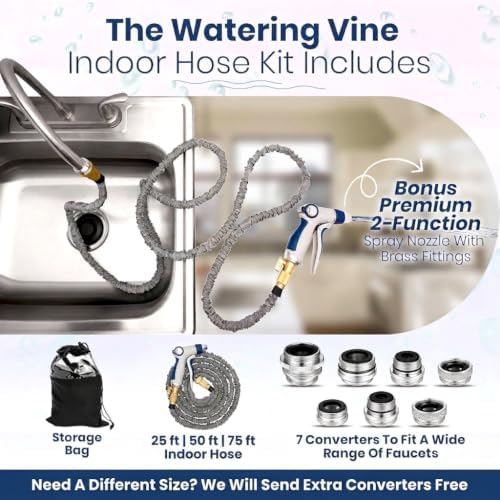 Indoor Sink Hose Attachment For Kitchen Sink or Bathroom Sink Faucet - Extra Long Utility Sink Hose (75 FT) For Watering Houseplants, Dog Washing, Household Cleaning - Image 4