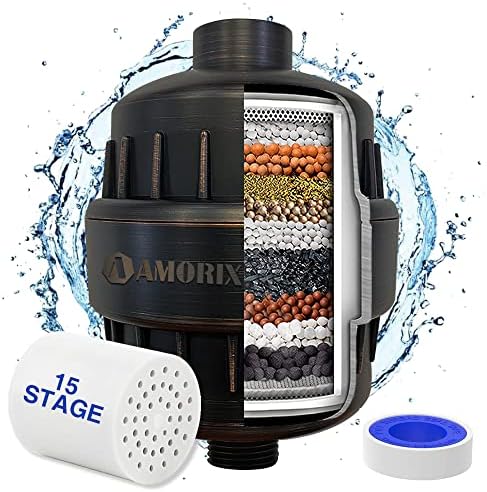 Oil-Rubbed Bronze Shower Head Filter - 15 Stages, for Hard Water by AMORIX