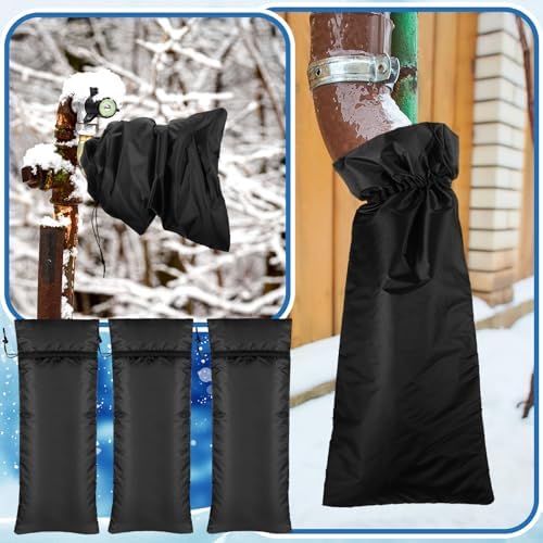 Zonon 3 Pcs Outdoor Faucet Cover Insulated Winter Freeze,Black,28" X 15" - Image 5