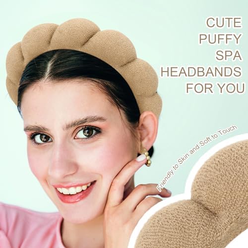 3 Pack Terry Cloth Spa Headbands - Skincare Makeup Headbands With Puffy Hair Band for Face Washing and Skincare Routine - Image 4