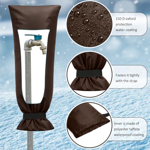 Frienda 2 Pcs Outdoor Faucet Cover for Winter Freeze Protection Large,Khaki - Image 3