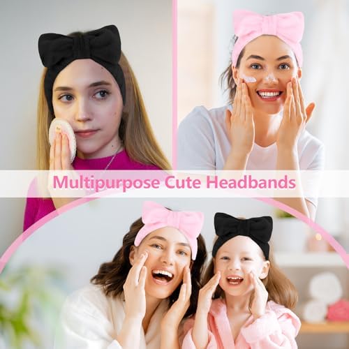 Ondder 8 Pack Makeup Headband Black and Pink Spa Headband Skincare Headbands for Washing Face - Image 6