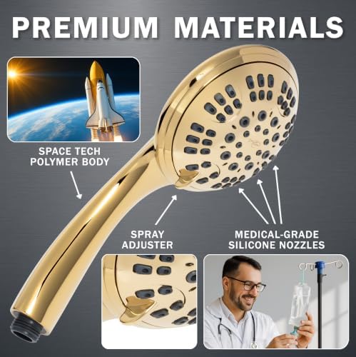 Aqua Elegante Luxury Handheld Shower Kit - 2.5 GPM - Polished Brass - Image 5
