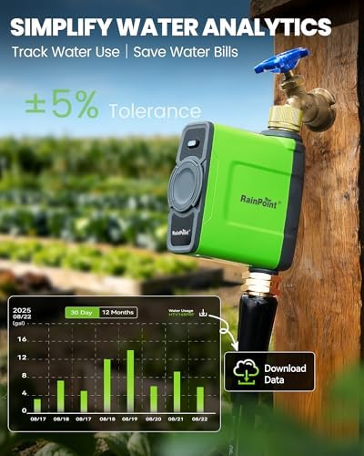 RAINPOINT WiFi Water Timer for Garden Hose, WiFi Sprinkler Controller, Smart Hose Timer Valve, Automatic Drip Irrigation System/Rain Delay for Garden/Lawn/Yard (Brass Inlet, WiFi Gateway) - Image 6