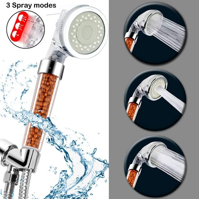 High Pressure Filter Shower Head With Replacement Hose And Bracket, 3 Mode Function Spray, Water Saving shower For Best Shower Experience, Rain Handheld Showerhead For Dry Hair & Skin - Image 3
