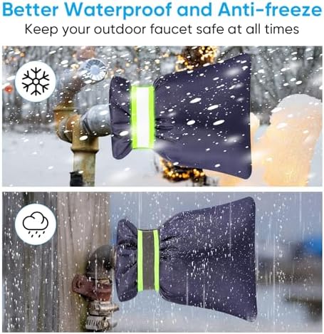 2Pack Outdoor Faucet Covers for Winter - Pro 6.7"W x 8.3"H Outdoor Water Faucet Covers Socks for Winter Freeze Protection Pipe Insulation Reusable Waterproof Insulated Spigot backflow Cover,Blue - Image 6