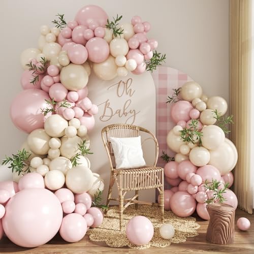 Dusty Pink Balloon Arch Garland Kit for Bridal Shower Birthday Decorations by CROSSFINGERS
