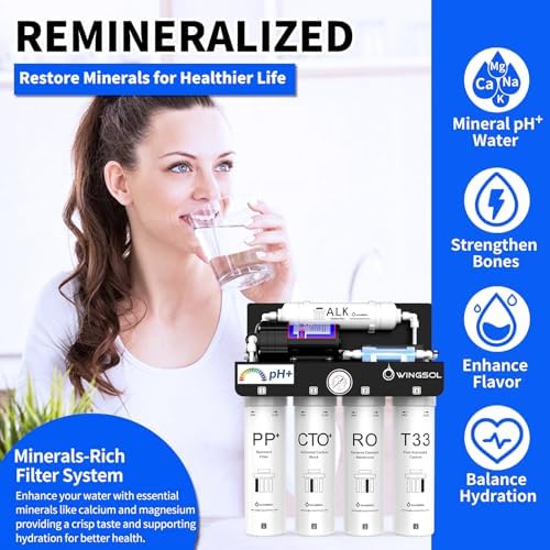 WINGSOL Reverse Osmosis Water Filter, Mineral Alkaline UV Space-Saving Tankless RO System, Remineralize pH+ 12-Layer Filtration Under Sink, NSF/ANSI 42&53&58 Certified, Plug-in Required - Image 2