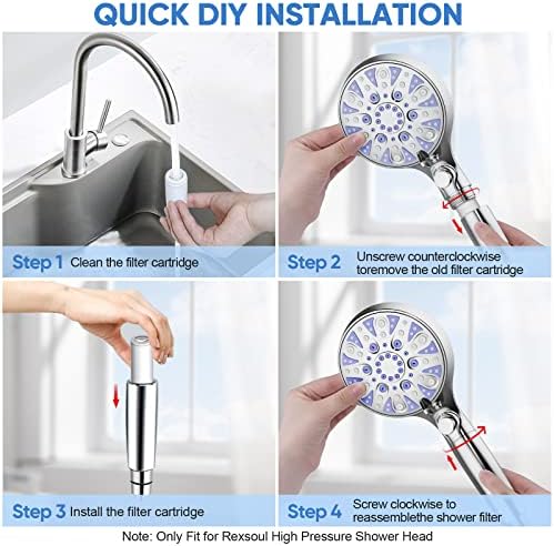 Replacement Shower Filter 3 Pack, Only Fit for Rexsoul Filtered Shower Head - Image 3