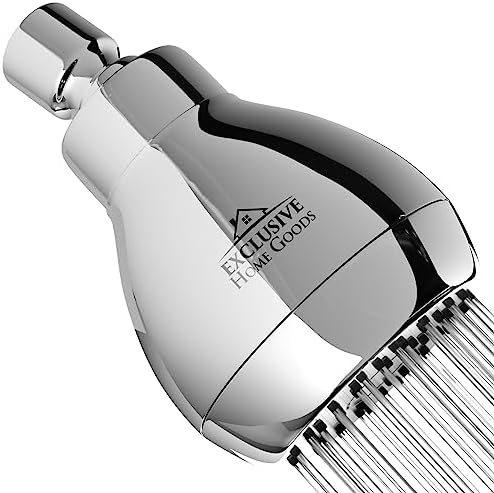 High Pressure Shower Head - Powerful Deluxe Bathroom Showerhead with Strong Spray Stream and Small Silicone Nozzles - Universal Fit Works with High and Low Water Flow Showers (Chrome)-1.8 GPM by Heatsistence