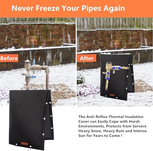 Backflow Preventer Insulation Cover,Outdoor Pipe Insulation Cover,Winter Well Head Cover Water Well Pump Covers Sprinkler Valve Cover (2 Way Black 24" W x 24" H) - Image 4