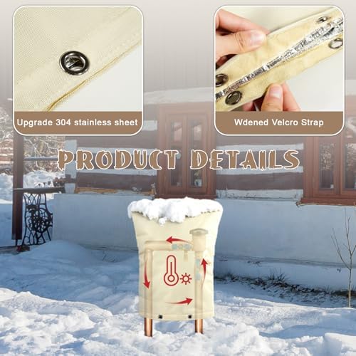 Backflow Preventer Insulation Cover,17" W x 20.5" H with Aluminum Foil Backflow Cover for Irrigation Back Flow Valve in Winter or Sun Exposure,Winter Pipe Freeze Protection - Image 3