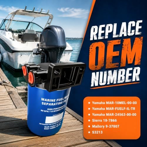 10 Micron Fuel Water Separator Kit with Filter Base & Brass Fittings Compatible with Yamaha MAR-FUELF-IL-TR, Sierra 18-7866, Mallory 9-37807, Marine Outboard Motors - Image 4