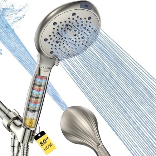 FASDUNT High Pressure Filtered Handheld Shower Head, Brushed Nickel by FASDUNT