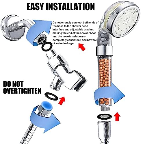 Nosame® Led Shower Head with Hose and Bracket, Filter Filtration High Pressure Water Saving 7 Colors Automatically No Batteries Needed Spray Handheld Showerheads 1.6 GPM for Dry Skin & Hair - Image 6