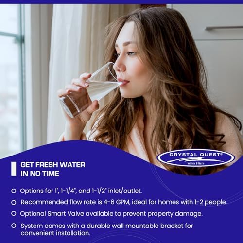 Crystal Quest Tall Compact Whole House Water Filtration System, Multi-Stage Filter for Metals, Chlorine, Chloramine, etc. BPA-Free, 4-6 GPM Flow, Single Configuration - with System Stand - Image 3