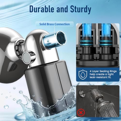 Veken Shower Filter, Chlorine, Lead & Sulphide Tested, One-Press Cartridge - Image 4