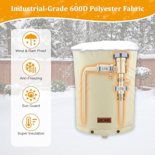 RICHIE Backflow Preventer Cover (5°F) Heavy-Duty 5-Layer Insulated Enclosure, Freeze & All-Weather Protection for Outdoor Pipe, Irrigation Sprinkler Valve, Well Water Pump & PVB, 24" Wx30 H Beige - Image 5
