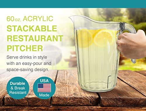 Arrow Clear Plastic Pitcher, 60 oz - Stackable Space-Saving Design - Dishwasher Safe - Ideal for Water, Beer & Juice - BPA Free - Made in USA - Image 2