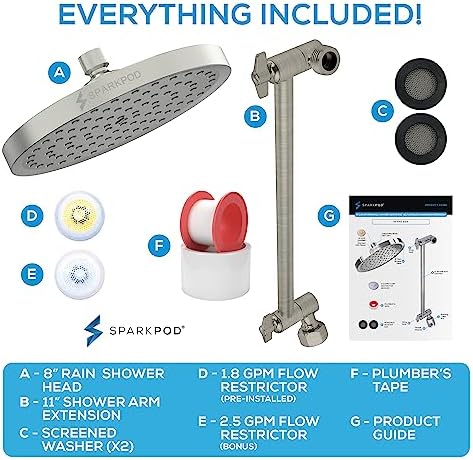 SparkPod 8" Round Rain Shower Head with 11" Shower Arm - Image 7