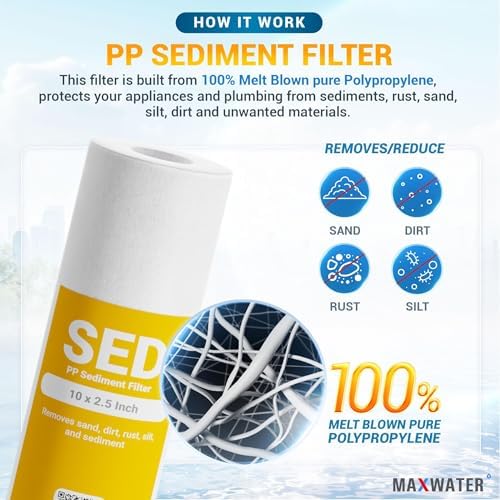 Max Water 5 Micron Replacement 10 x 2.5 inch Filter Cartridge Set For Standard RO | Reverse Osmosis Water Filter Systems - PP Sediment, GAC & CTO | Compatible with AP110, WHKF-GD05, WHKF-WHWC, GAC-10 - Image 4