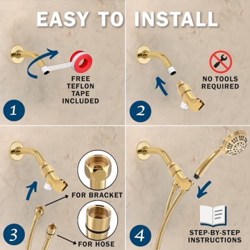 Aqua Elegante Luxury Handheld Shower Kit - 1.8 GPM - Polished Brass - Image 4