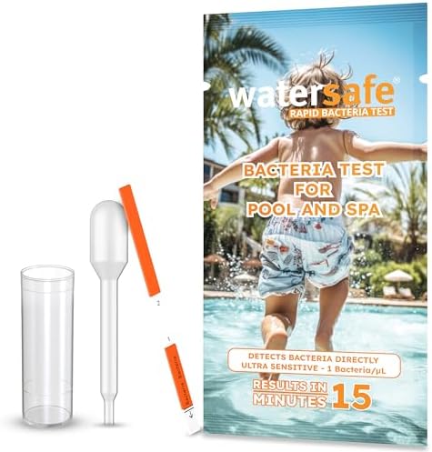 Pool and Spa Rapid Bacteria Test by Watersafe, Test Strips to Detect Down to 1 Bacteria/μL in 15 Minutes, Including E. coli and Salmonella, Single Test by Watersafe