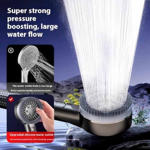 Filtered Shower Head with Handheld, High Pressure Shower Heads - 4 Spray Modes, Power Wash for Pets Bath, ON/OFF Switch & Water Saving Design (Deep Gray) - Image 4