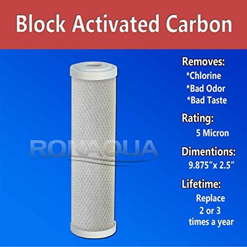 Block Activated Carbon Coconut Shell Water Filter Cartridge 5 Micron for RO & Standard 10” Housing WELL-MATCHED with WFPFC8002, WFPFC9001, WHCF-WHWC, WHEF-WHWC, FXWTC, SCWH-5 (6 Pack) - Image 2