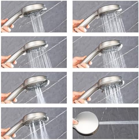 Joyrain Pressure-Boost Shower Head with 8 Settings & Spray Gun, 2-in-1 for High-Pressure Showering and Effortless Tub/Tile/Floor Cleaning, Meets US Standards (Brushed stainless teel) - Image 2
