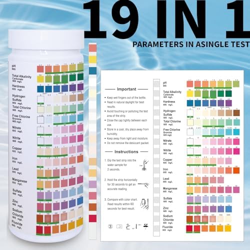 19 in 1 Drinking Water Test Strips, ASSURETST Water Quality Test Kit for Tap Well Water, Accurate Detection of pH Hardness Chlorine Nitrate Lead Bacteria - 100 Strips + 2 Bacteria Tests - Image 2
