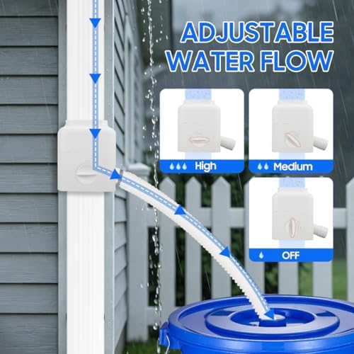 Downspout Diverter, Rain Barrel Diverter Kit Fits for 3"x4" and 2"x3" Standard Downspout, Rainwater Collection System with Adjustable Valve and Filter. 5ft Hose - Image 4