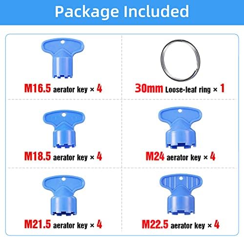 Hibbent 20 Pieces Faucet Aerator Key, Aerator Wrench Aerator Key with a Ring for Easy Storage Removal Wrench Tool for M16.5 M18.5 M21.5 M22.5 M24 Aerators, 5 Set (Pack of 4) - Image 3