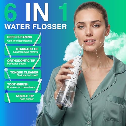 Professional Water Flosser - Advanced Dental Care for a Healthier Mouth, Gum, and Teeth - IPX7 Waterproof Oral Irrigator | 7 Replacement Tips, Travel-Friendly, Rechargeable - Oral Hygiene (White) - Image 2