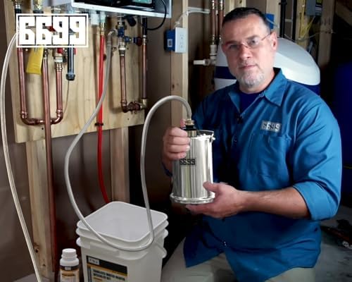 Tankless Water Heater Descaler Kit Includes 2000GPH Stainless Steel Pump with Two Adapters & Cleaner & 3 Gallons Pail with Bucket Lid Opener & Two 1/2” Dia X 6’ Hoses SUB 2000SS Flush Kit - Image 6