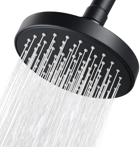 High Pressure Shower Head - 4.7“ Powerful Bathroom Pressure Boosting Rain Showerhead - Perfect Universal Replacement for Rainfall Shower Heads (Black) by NuodanLuxuryShowerSystems