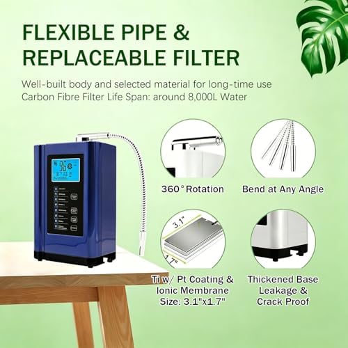 Alkaline Water Ionizer, Hydrogen Water Machine, Drinking Purifier with Auto-Cleaning and Intelligent Voice, 7 Water Settings, 8000 Liters Per Filter Silver - Image 4