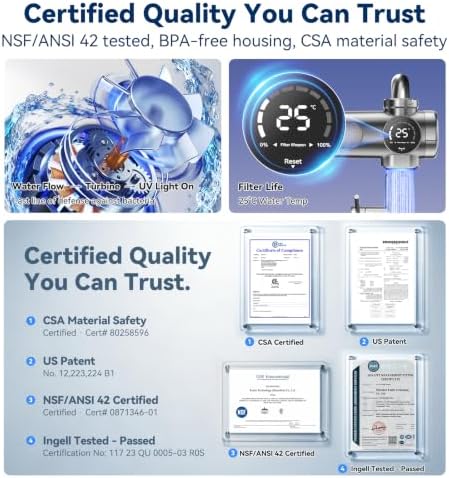 5116 Kitchen Faucet Water Filter, 17-Stage Filtration System with Smart Display, UV-C Treatment, Tool-Free Install, Fits Most Standard Faucets - Image 4