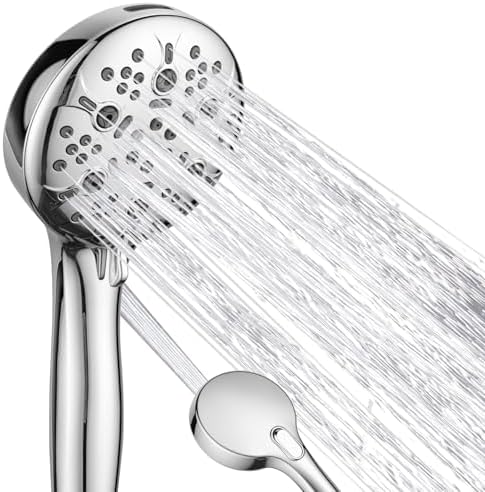 Joyrain Pressure-Boost Shower Head with 8 Settings & Spray Gun, 2-in-1 for High-Pressure Showering and Effortless Tub/Tile/Floor Cleaning, Meets US Standards (Chrome) by JoyrainFactorySpecialtyStore