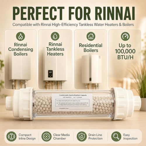 804000074 Condensate Neutralizer Kit for Rinnai Tankless Water Heater & Boiler, 1" FNPT Condensate Neutralizer with Calcite Media, Neutralizes Acidic Condensate, Includes Mounting Bracket & Fittings - Image 4