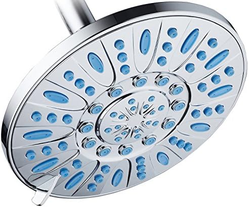 AquaDance 7-inch 6-Setting Rainfall Showerhead with Anti-Microbial Microban Protection from Mold, Mildew, and Bacteria - Clog-Free Wave Blue Jets, Chrome Finish by AquaDance