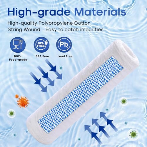ICEPURE 10" x 2.5" Whole House String Wound Sediment Water Filter for Well Water, 5 Micron Water Cartridge Replacement for Any 10 inch RO Unit, Aqua-Pure AP110, WP-5, CFS110, WFPFC4002, CW-MF, 3 PACK - Image 5