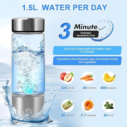 Hydrogen Water Bottle Generator 2025, Portable 16oz/470 ml Hydrogen Water Machine, SPE/PEM Technology Hydrogenated Water Bottle, Rechargeable Hydrogen Bottle for Sports Home Travel - Image 3
