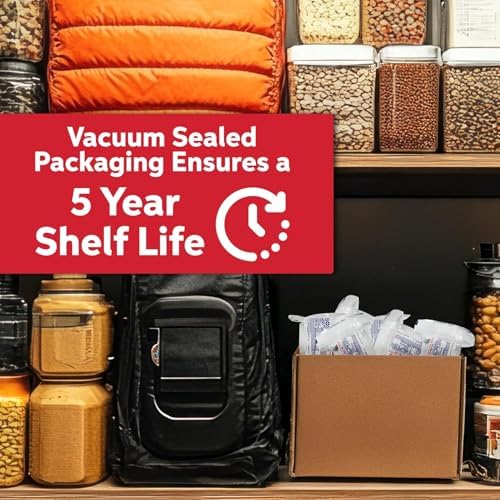 SOS Food Lab Emergency Provision Value Pack- 2 Food Ration 1200 Calorie Bars (Shortbread Cookie) PLUS 12 Water Pouches - Ready to Eat Supply for Camping, Hiking, Disaster Preparedness- 5 Yr Shelf life - Image 3