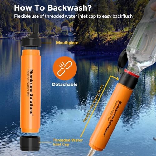 Membrane Solutions Pro 6L Camo Gravity Water Filter with Extra S1 Orange Water Filter Straws, Survival Filtration Portable Gear, Emergency Preparedness, Supply for Drinking Hiking Camping Team Family - Image 4
