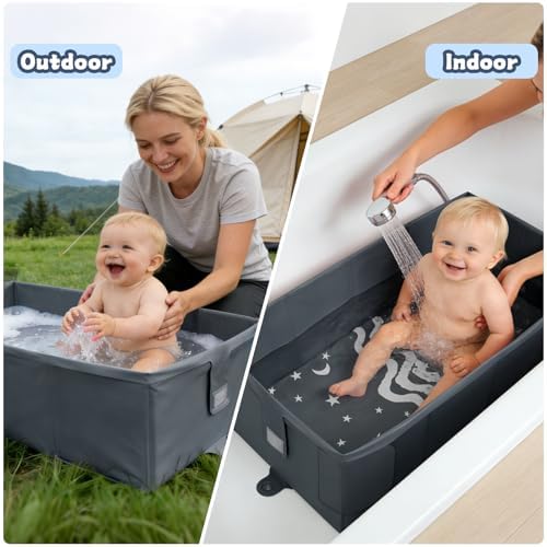 Collapsible Baby Bathtub with Toy Net, Portable Bathtub for Baby Shower - Image 5