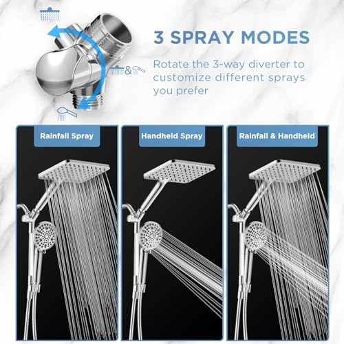 MakeFit Dual Filtered Rain Shower Head Combo, High Pressure Handheld Shower Head with Adjustable Bar - Rainfall Shower Head And Showerhead with Filter for Hard Water - Removes Chlorine - Image 6