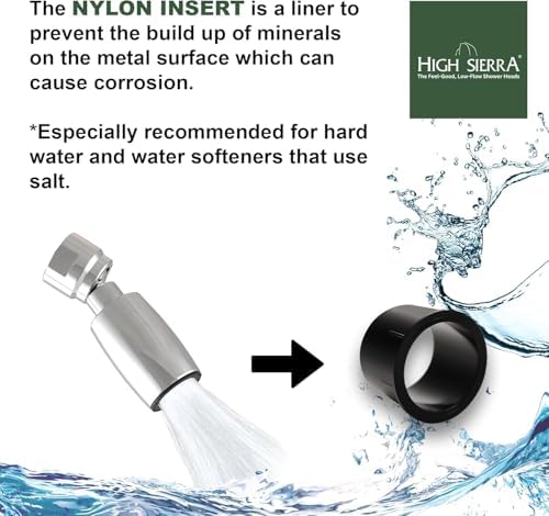 High Sierra® - CLASSIC™ Solid Metal 1.25 GPM Award Winning. Ultra Low Flow Shower Head with Trickle Valve. Lead-Free. Patented Nozzle Never Clogs - Brushed Gold Finish - Image 3